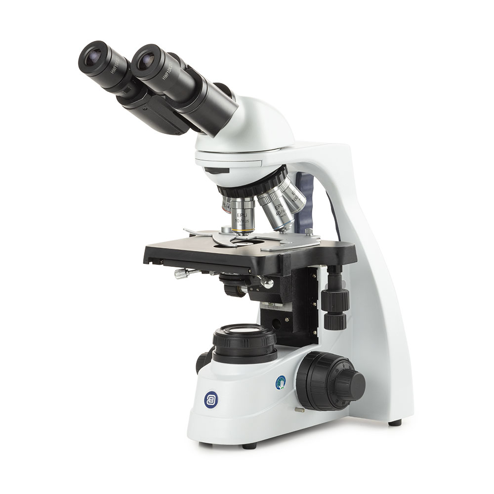 Globe Scientific bScope binocular microscope, HWF 10x/20mm eyepieces and quintuple nosepiece with E-plan EPLI 4/10/S40/S100x oil infinity corrected IOS objectives, 131 x 152/197mm stage with integrated mechanical 75 x 36mm rackless X-Y stage. 3W NeoLED™ Köhler illumination and integrated power supply. Supplied without rechargeable batteries Microscope;Binocular;mechanical stage;HWF;EPLI